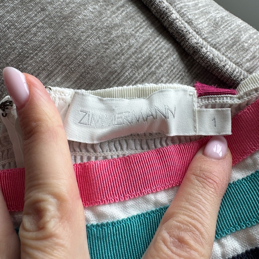 White Maxi Dress with Colorful Stripes - Picture 3 of 3